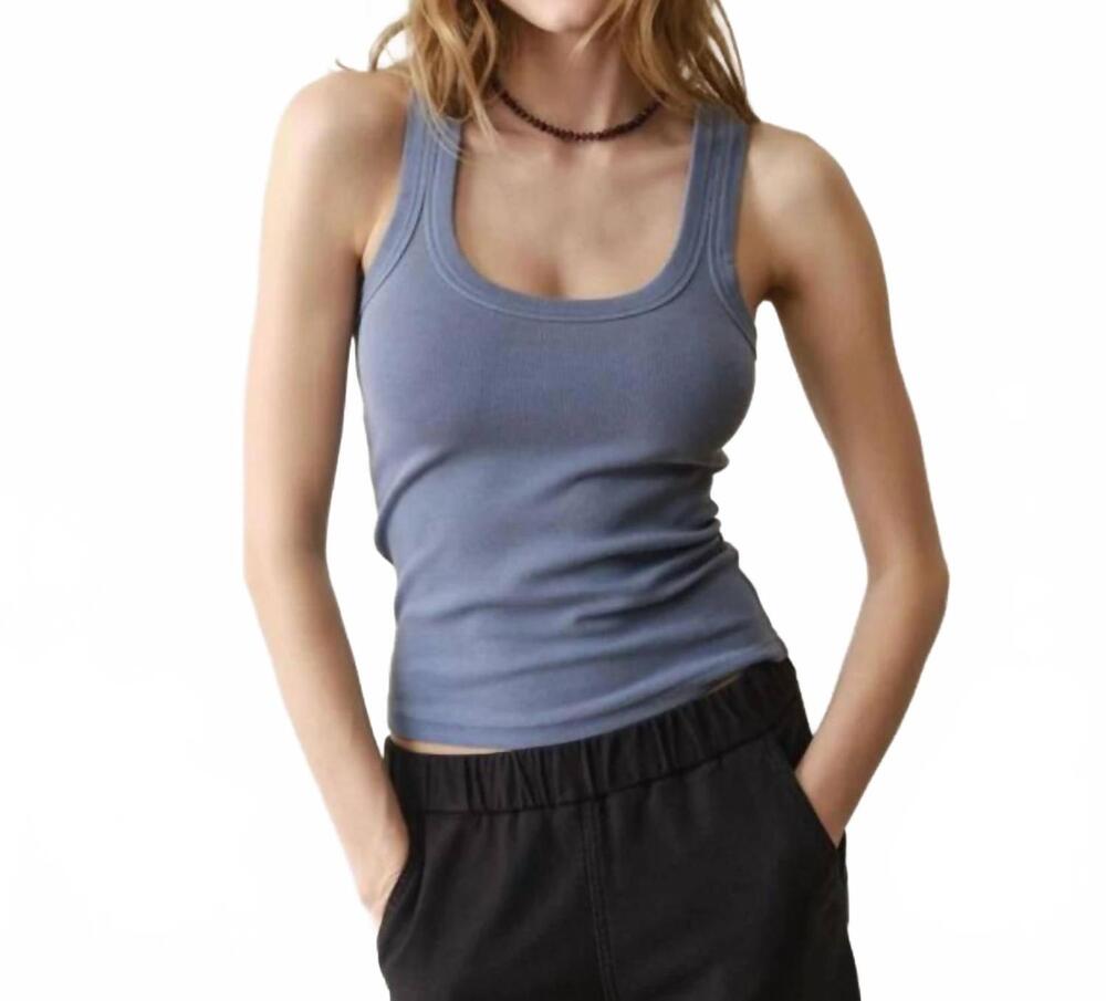 NEW MARINE LAYER lexi rib scoop tank rop in indigo
